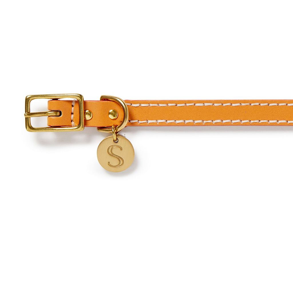 Leather Dog Collar - Peach