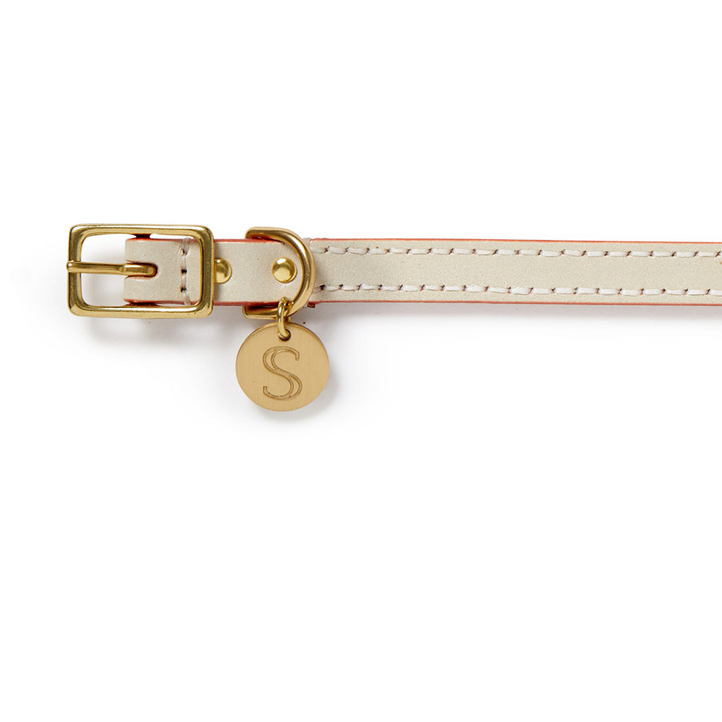 Leather Dog Collar - Beige