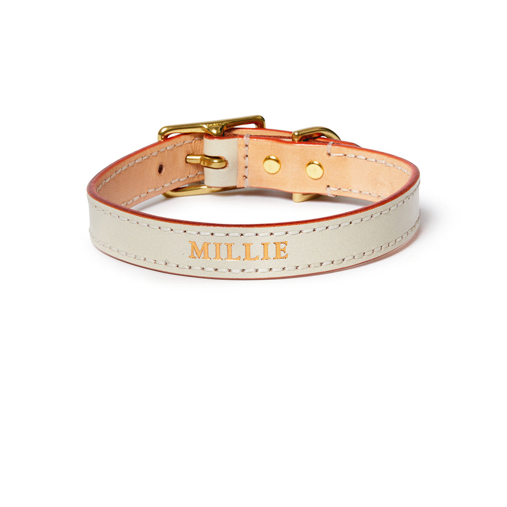 Leather Dog Collar - Beige