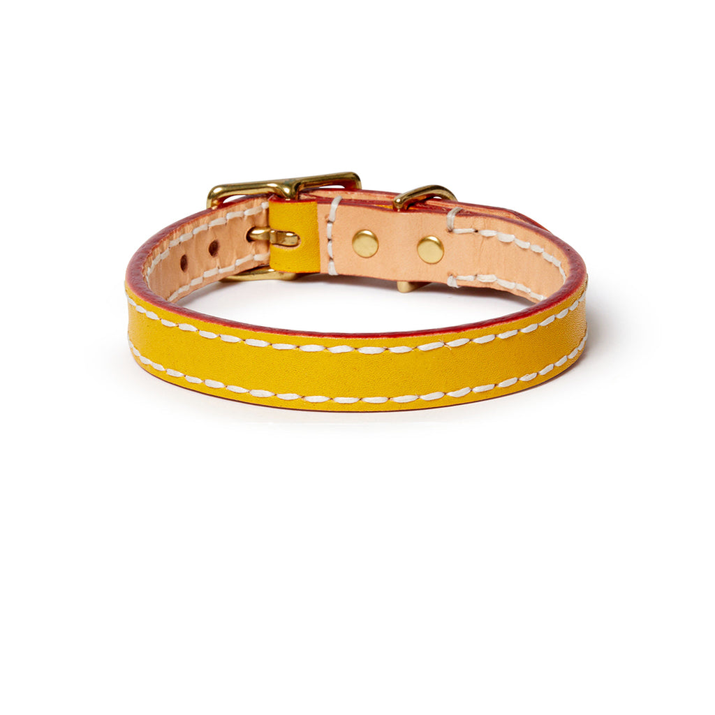 Leather Dog Collar - Mustard