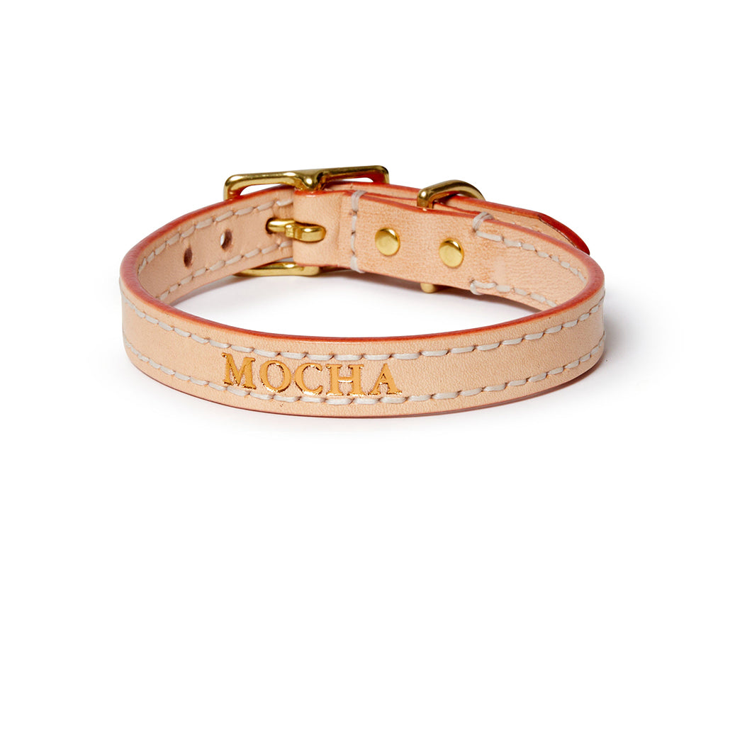 Natural leather on sale dog collar