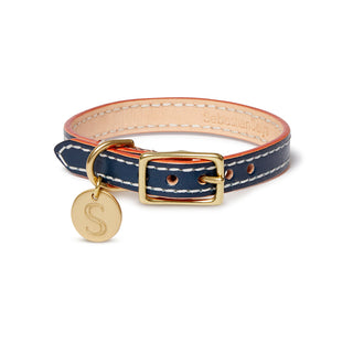 Leather Dog Collar - Navy