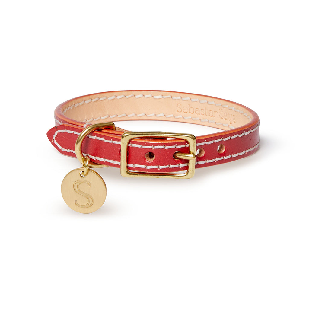 Leather Dog Collar - Terracotta Red