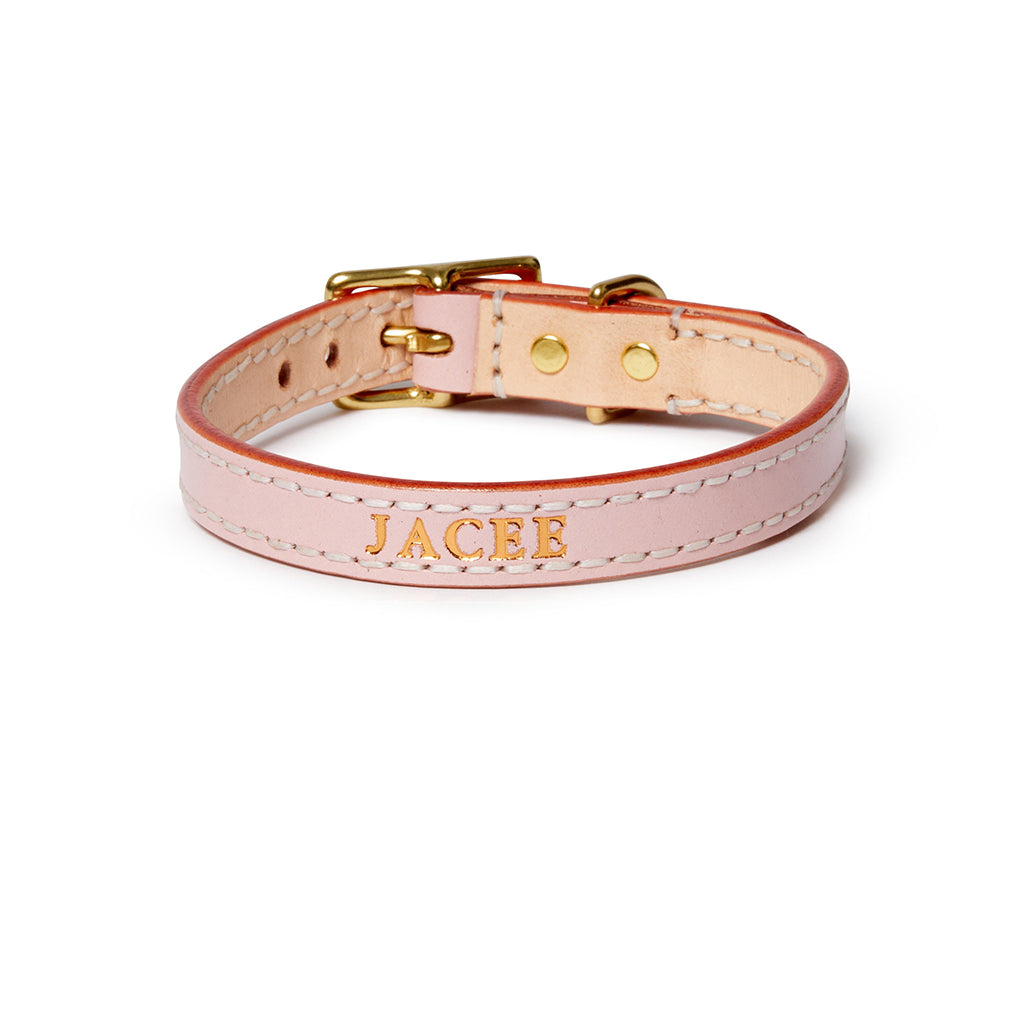 Pale pink leather dog collar clearance