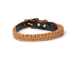 Macramé/Leather Dog Collar - Biscuit