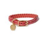 Macramé/Leather Dog Collar - Terracotta Red