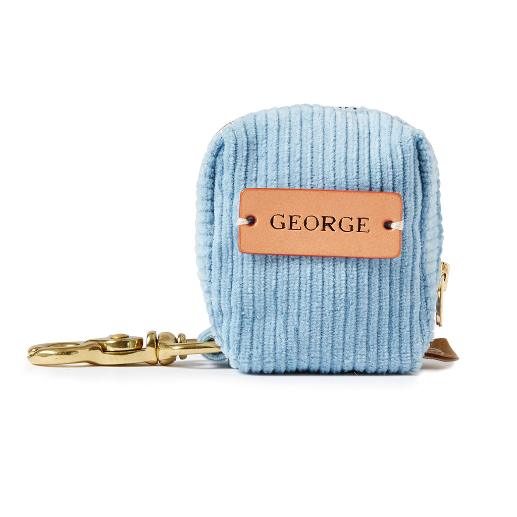 Corduroy Poop Bag Holder - Blue