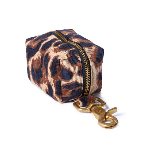 Corduroy Poop Bag Holder - Leopard