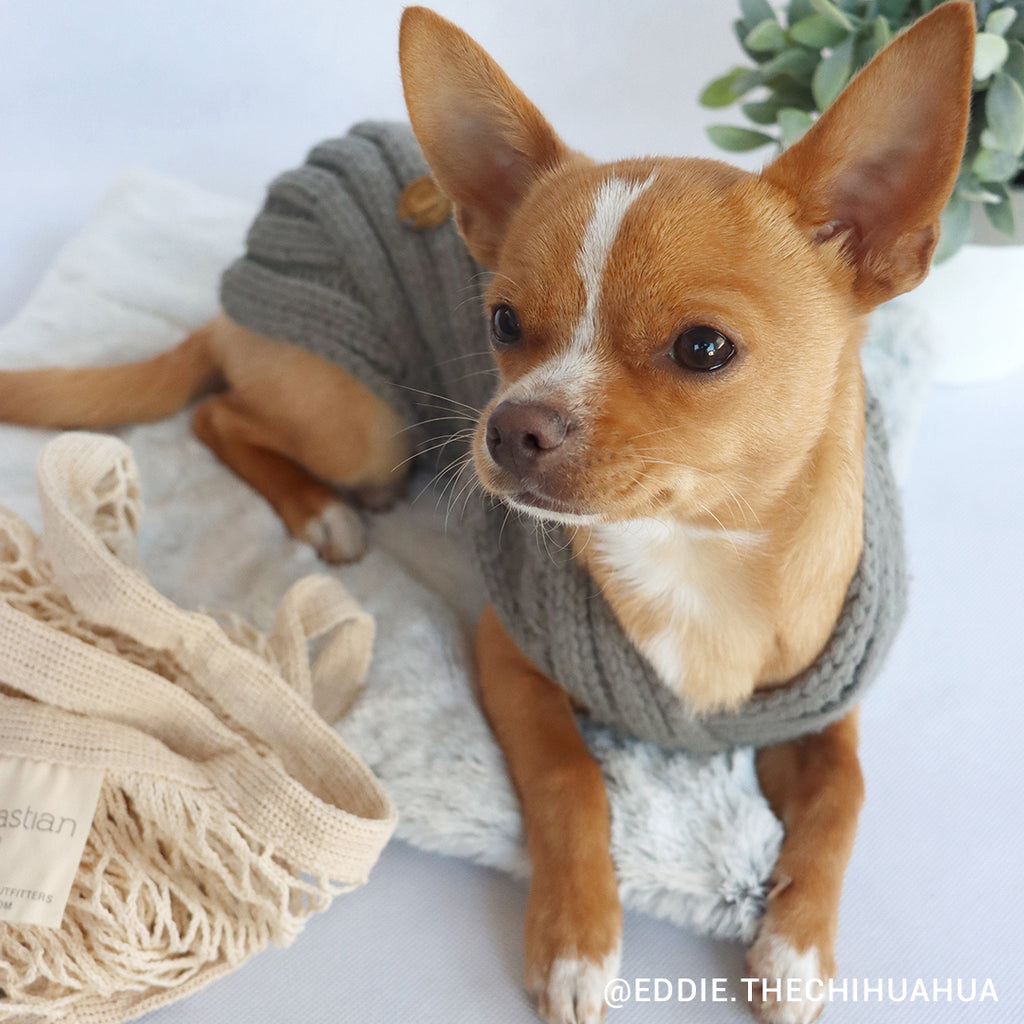 Merino Wool Weave Knit Dog Sweater - Charcoal
