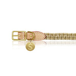 Macramé/Leather Dog Collar - Gold