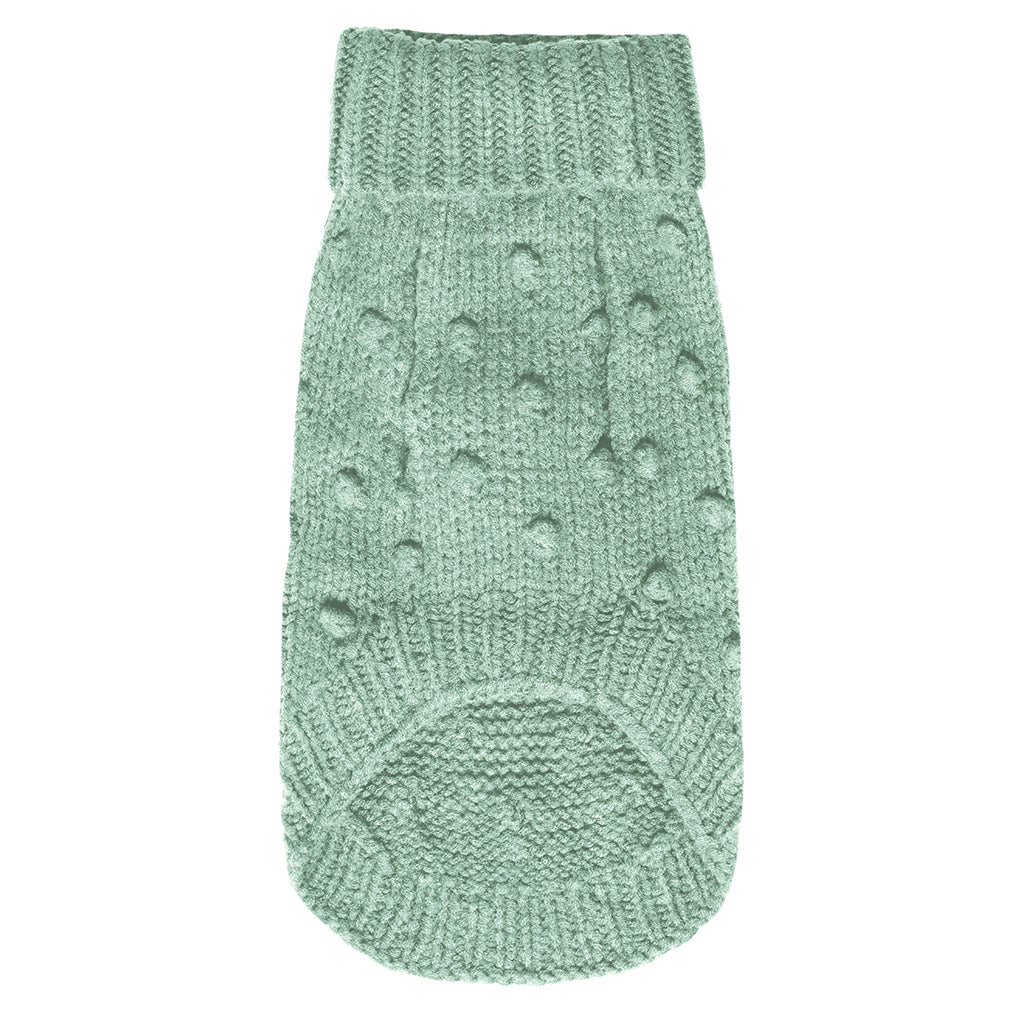 Merino Wool Bobble Knit Dog Sweater - Mint