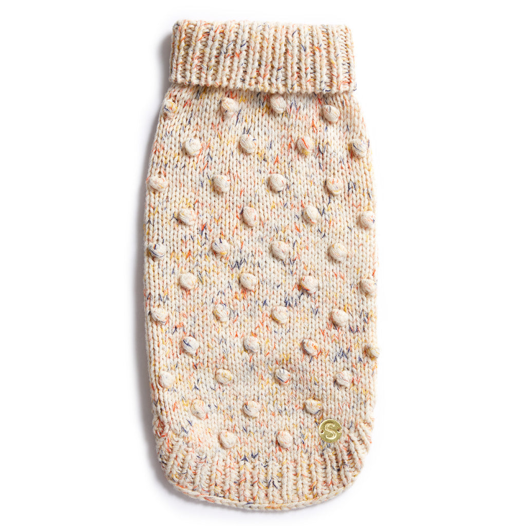 Merino Wool Bobble Knit Dog Sweater - Speckle