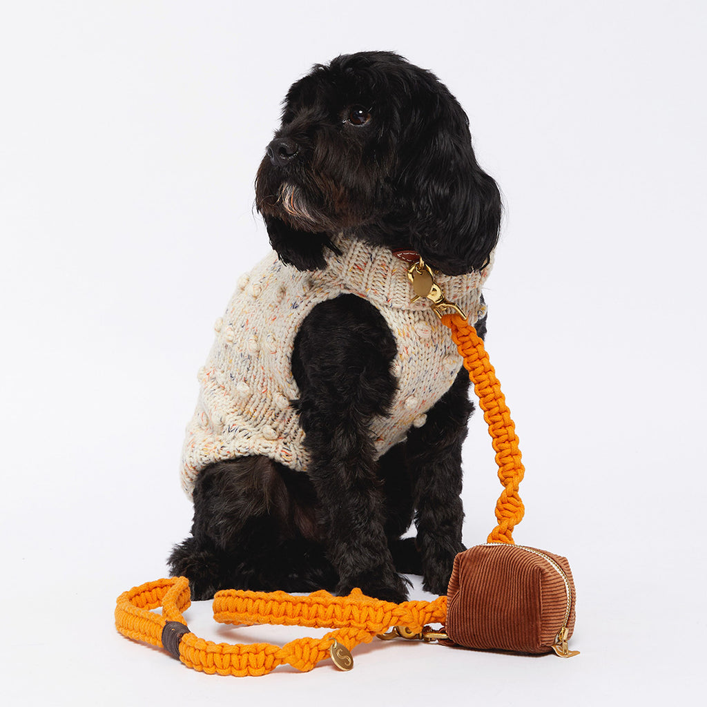 Merino Wool Bobble Knit Dog Sweater - Speckle