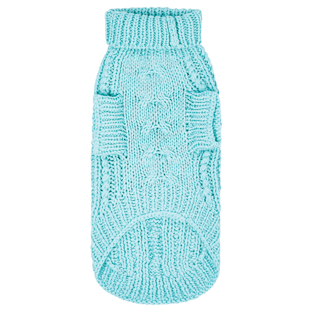 Merino Wool Cable Knit Dog Sweater - Blue