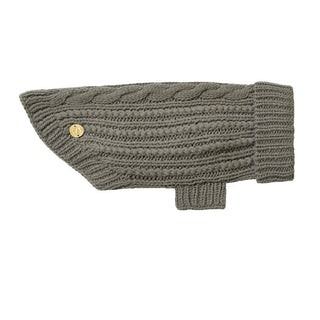 Merino Wool Cable Knit Dog Sweater - Charcoal