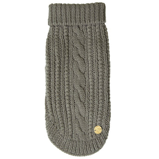 Merino Wool Cable Knit Dog Sweater - Charcoal