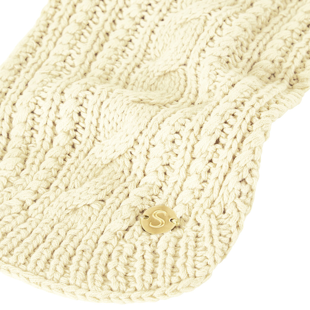 Merino Wool Cable Knit Dog Sweater - Milk