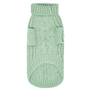 Merino Wool Cable Knit Dog Sweater - Mint