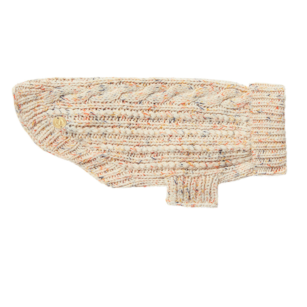 Merino Wool Cable Knit Dog Sweater - Speckle