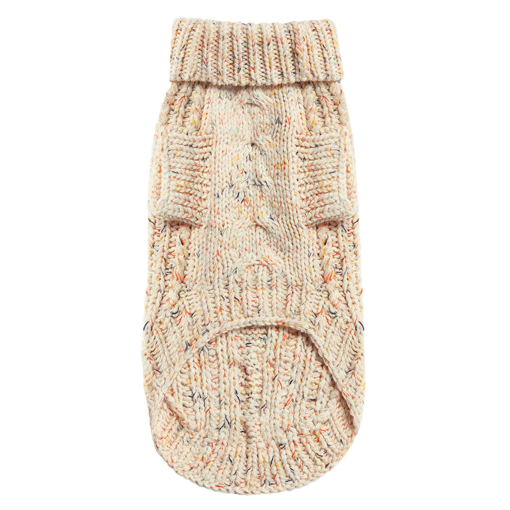 Merino Wool Cable Knit Dog Sweater - Speckle