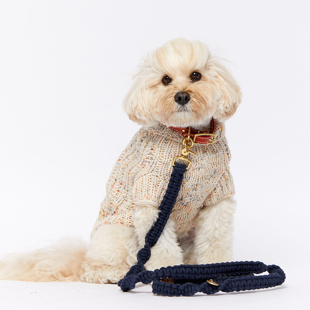 Merino Wool Cable Knit Dog Sweater - Speckle