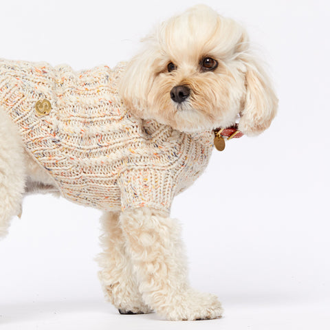 Merino Wool Cable Knit Dog Sweater - Speckle