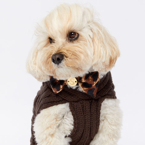 Merino Wool Weave Knit Dog Sweater - Brown