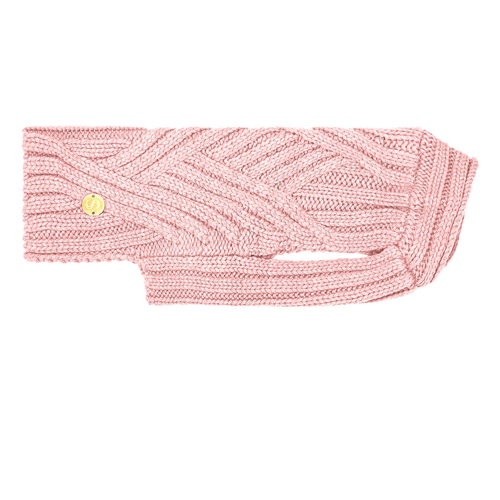 Merino Wool Weave Knit Dog Sweater - Soft Pink