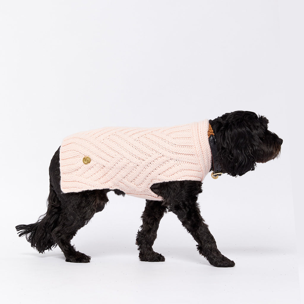 Merino Wool Weave Knit Dog Sweater - Soft Pink